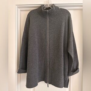 Lafayette 148 New York Gray Zip-Up Cardigan